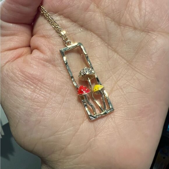 Mashroom Colorful Gold Plated Necklace - Picture 5 of 5